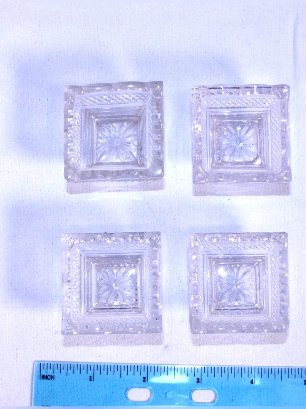 Clear Pressed Glass Salt Cellars - Set of 4